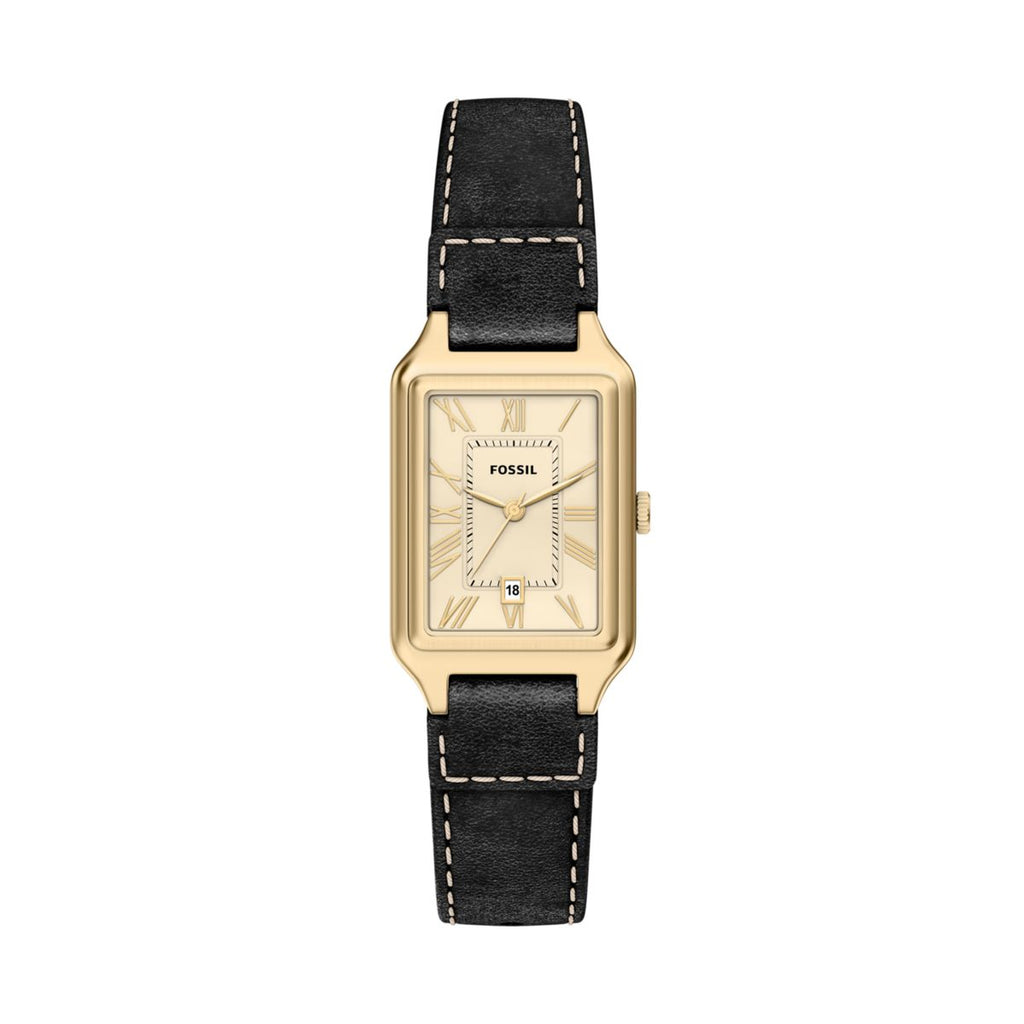 Fossil Raquel Cream Dial Black Leather Strap Women's Watch ES5505 - view 1