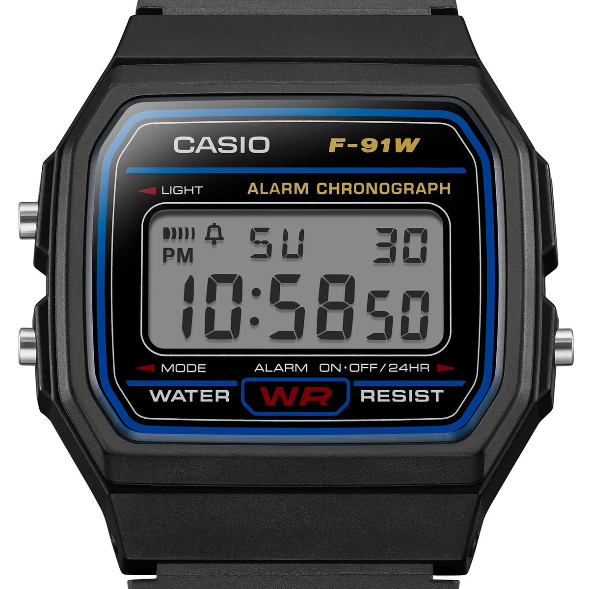Casio Youth Digital Black Dial Black Resin Strap Unisex Watch F-91W-1Q – view 6
