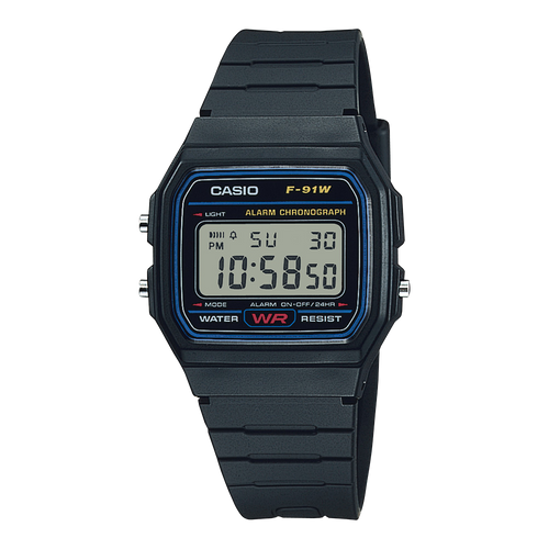 Casio Youth Digital Black Dial Black Resin Strap Unisex Watch F-91W-1Q – view 2