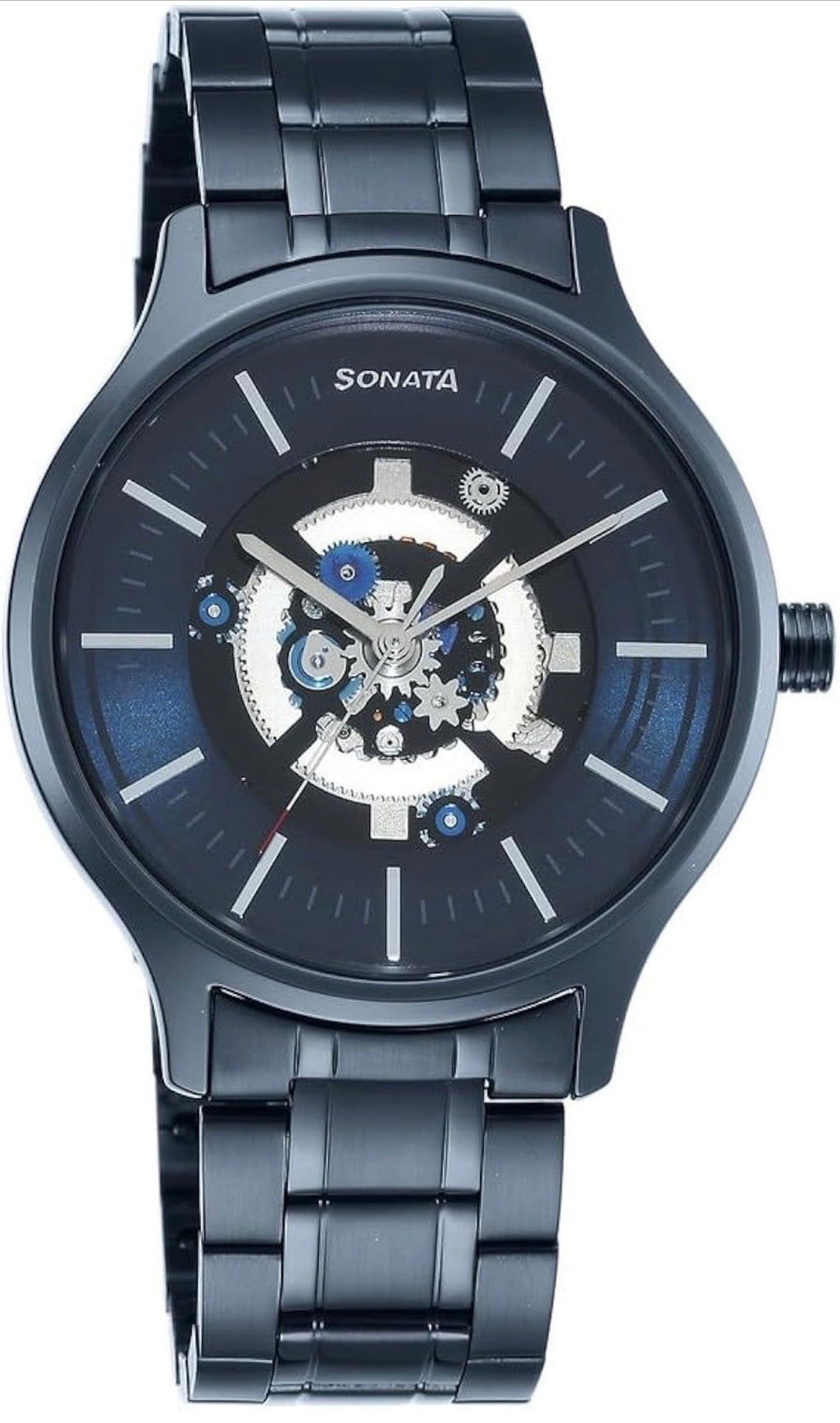 Sonata Unveil Blue Skeleton Dial Blue Stainless Steel Strap Men's Watch 7140QM02 - view 1