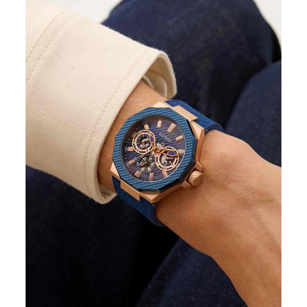 Guess Indy Blue Dial Blue Silicone Strap Men's Watch GW0853G3 - view 7
