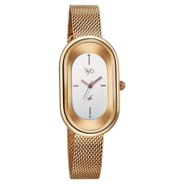Fastrack Vyb Mirage Silver Dial Rose Gold Stainless Steel Strap Women's Watch FV60095WM01 - view 2