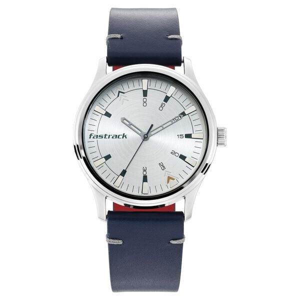 Fastrack I Love Me Silver Dial Blue Leather Strap Men's Watch - view 2