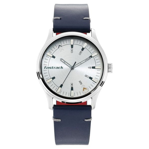 Fastrack I Love Me Silver Dial Blue Leather Strap Men's Watch - view 2