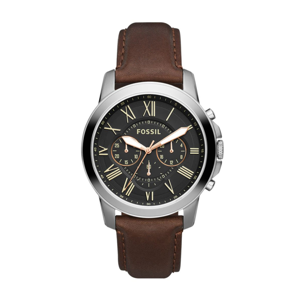Fossil Grant Chronograph Black Dial Brown Leather Strap Men's Watch FS4813 - view 1