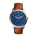 Fossil Minimalist Slim Blue Dial Light Brown Leather Strap Men's Watch FS5304 - view 1