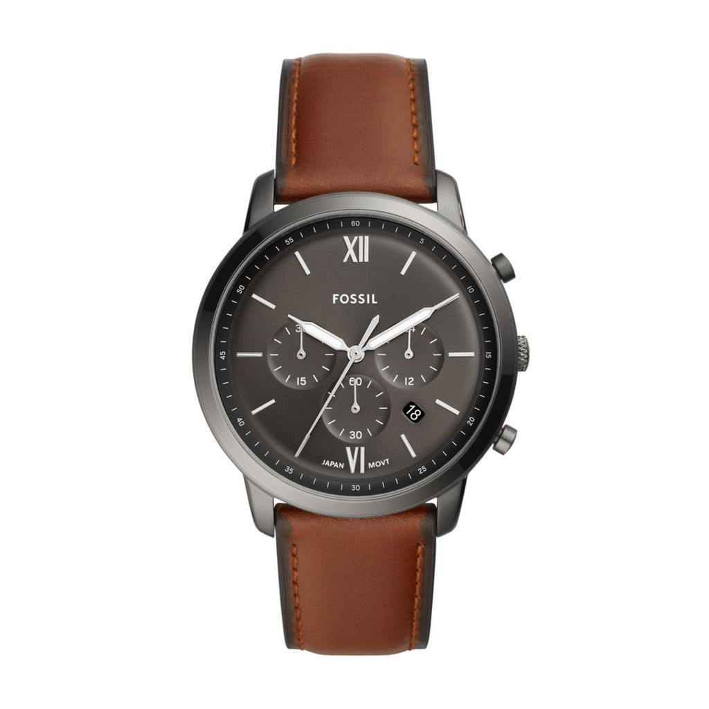 Fossil Neutra Chronograph Black Dial Amber Leather Strap Men's Watch FS5512 - view 1