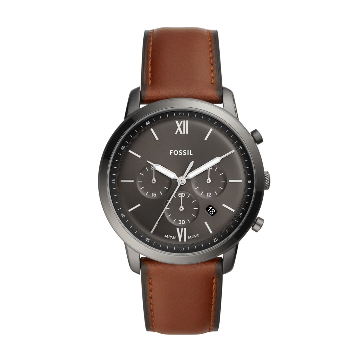 Fossil Neutra Chronograph Black Dial Amber Leather Strap Men's Watch FS5512 - view 1