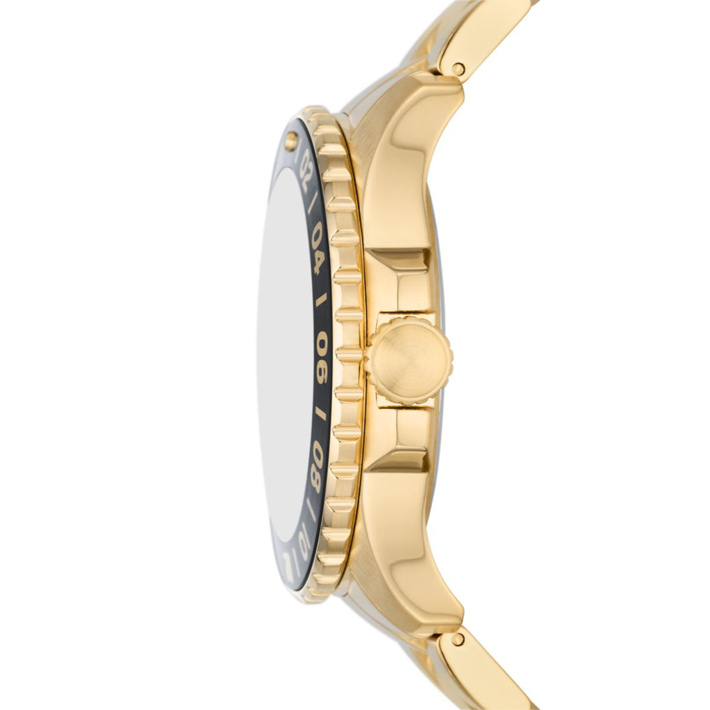 Fossil Blue GMT Black Dial Gold-Tone Stainless Steel Strap Men's Watch FS5990 - view 3
