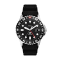 Fossil Blue GMT Black Dial Black Silicone Strap Men's Watch FS6036 - view 1