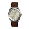 Fossil Everett Eggshell Dial Brown Leather Strap Men's Watch FS6071 - view 1