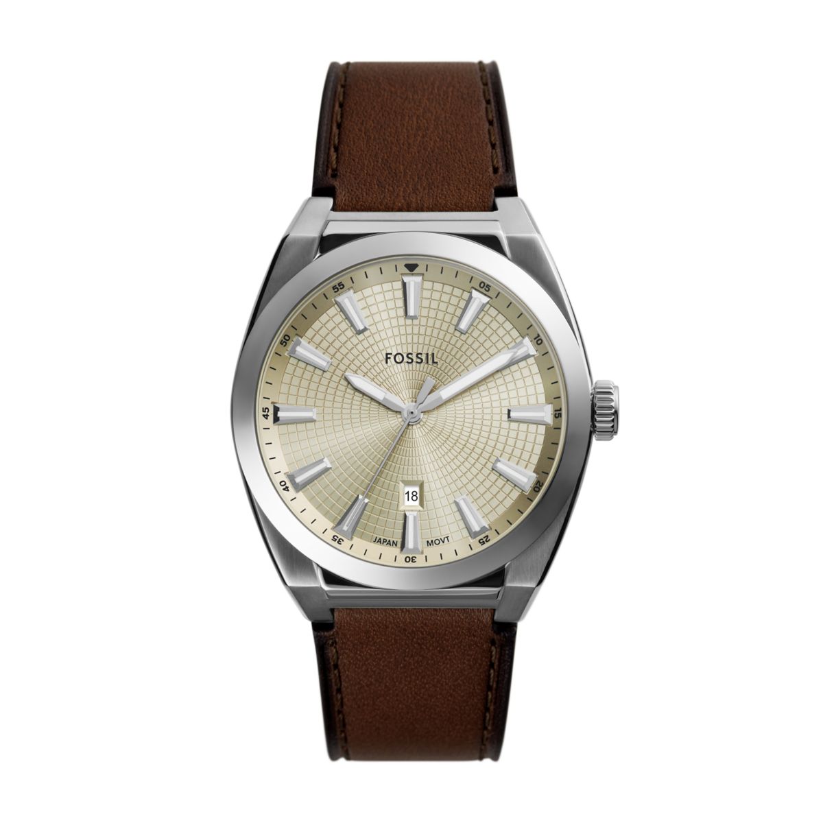 Fossil Everett Eggshell Dial Brown Leather Strap Men's Watch FS6071 - view 1