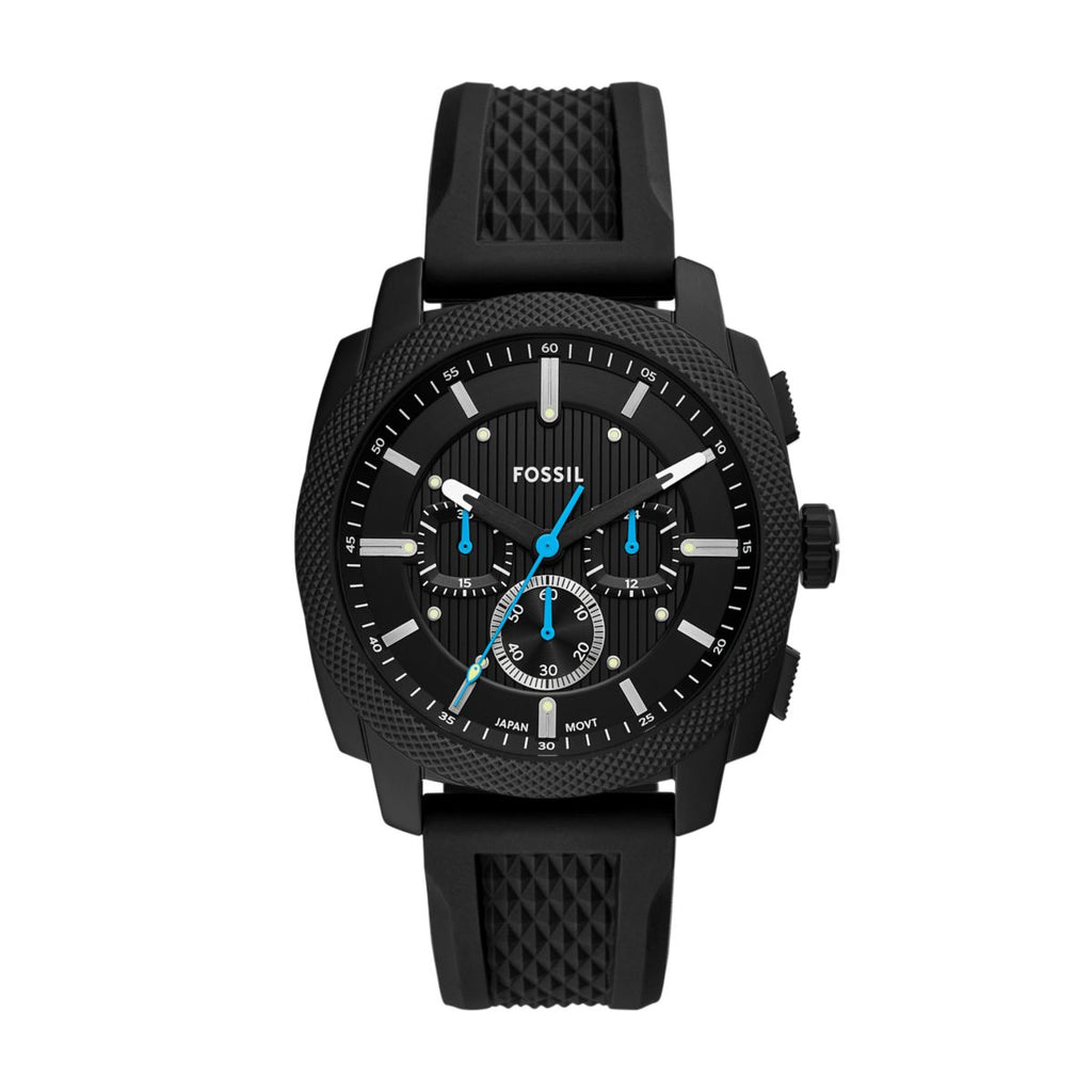 Fossil Machine Chronograph Black Dial Black Silicone Strap Men's Watch FS6099 - view 1