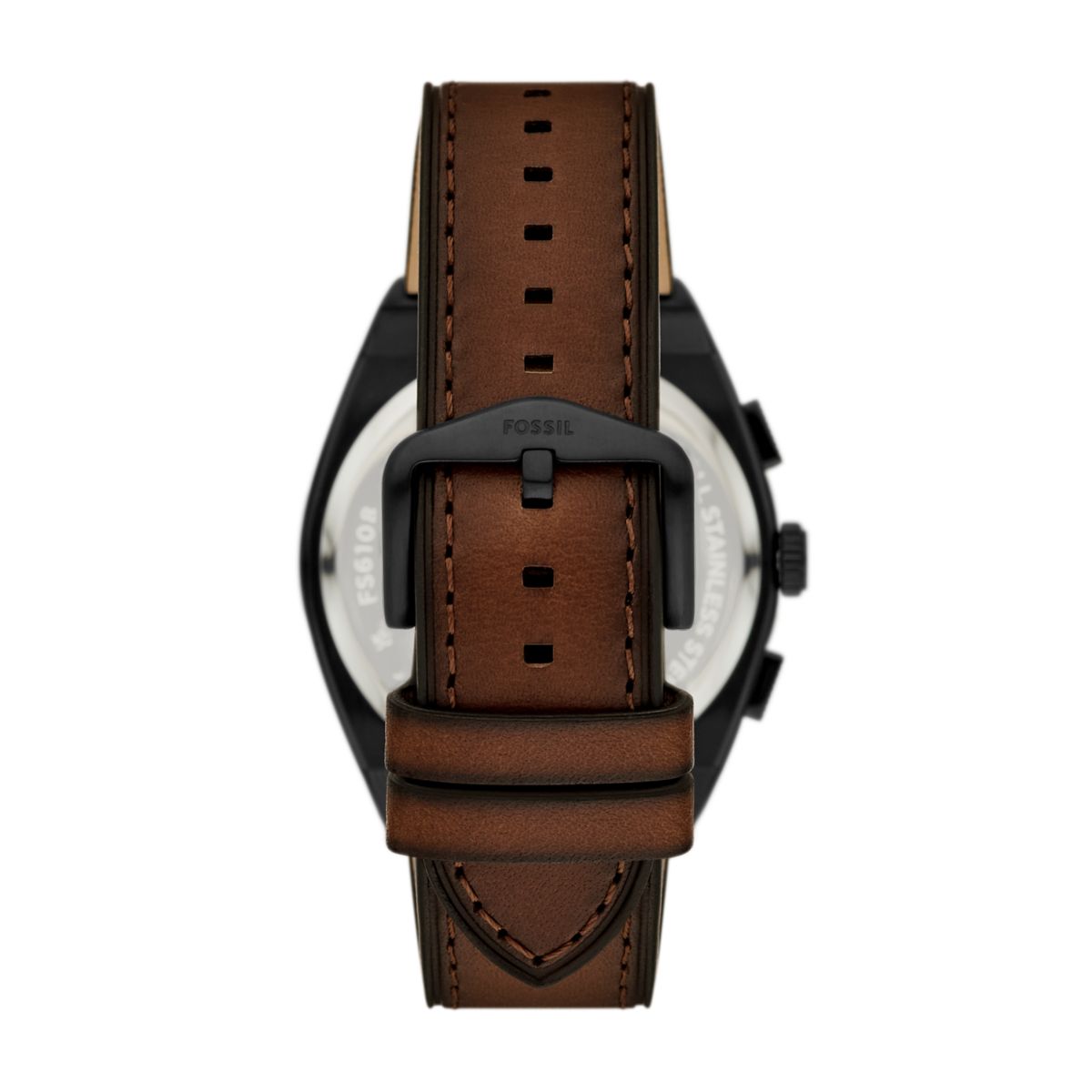 Fossil Everett Chronograph Black Dial Brown Leather Strap Men's Watch FS6108 - view 2