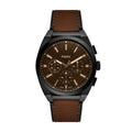 Fossil Everett Chronograph Black Dial Brown Leather Strap Men's Watch FS6108 - view 1