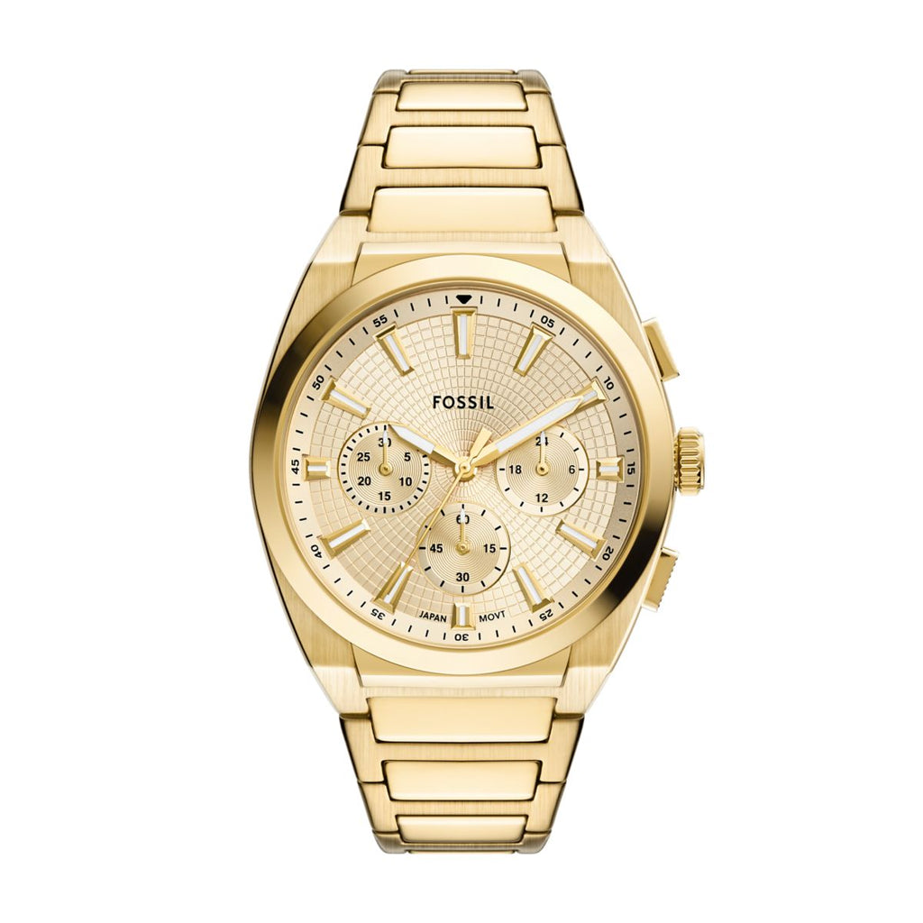 Fossil Everett Chronograph Champagne Dial Gold-Tone Stainless Steel Strap Men's Watch FS6119 - view 1