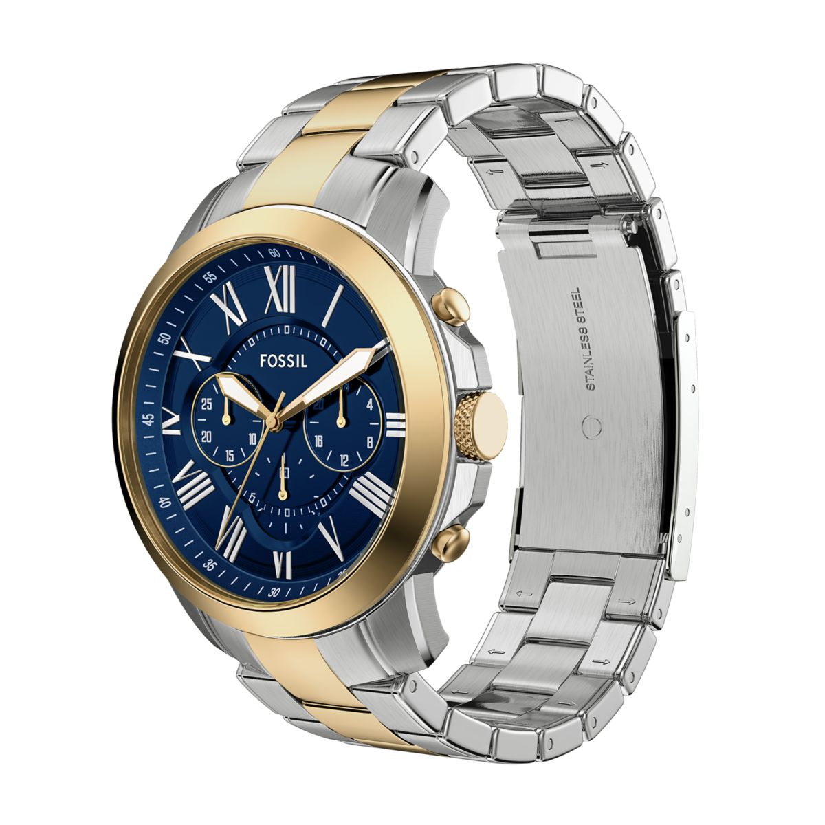 Fossil Grant Chronograph Blue Dial Two-Tone Stainless Steel Strap Men's Watch FS6132 - view 6