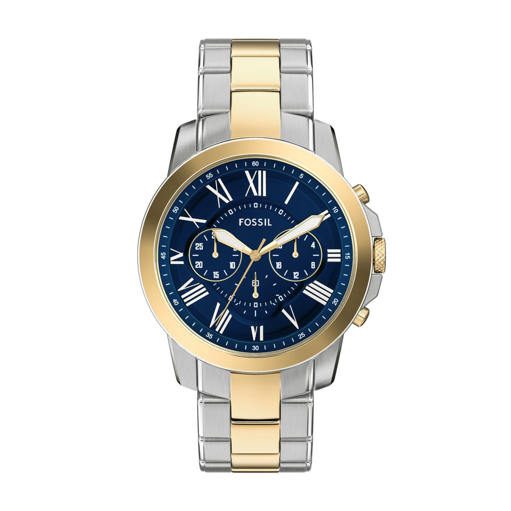 Fossil Grant Chronograph Blue Dial Two-Tone Stainless Steel Strap Men's Watch FS6132 - view 1