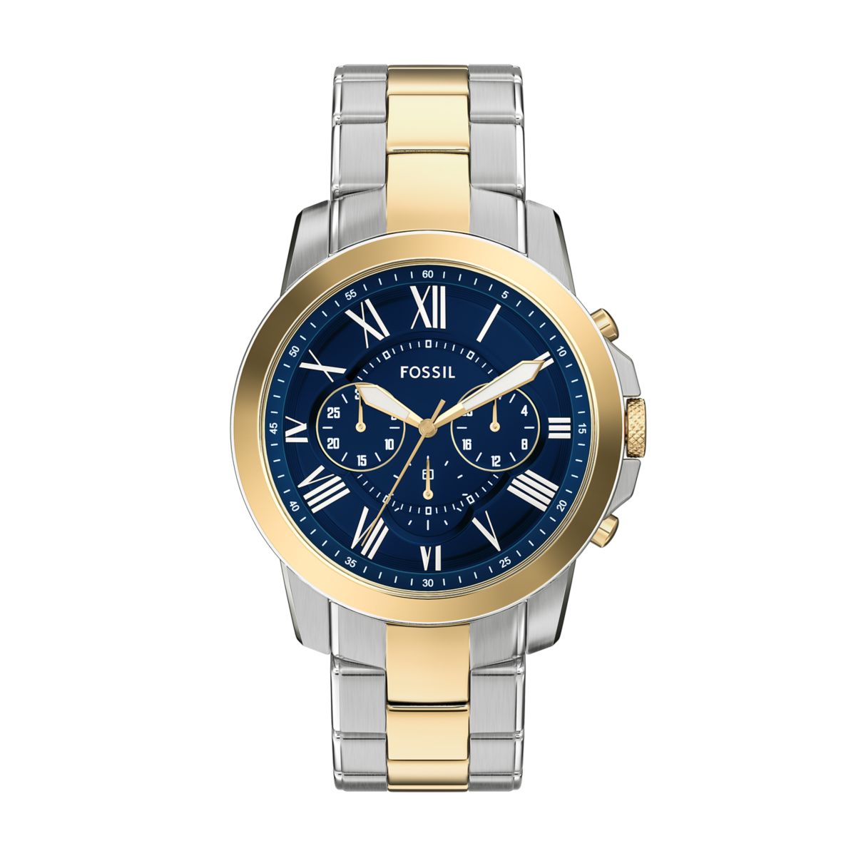 Fossil Grant Chronograph Blue Dial Two-Tone Stainless Steel Strap Men's Watch FS6132 - view 1