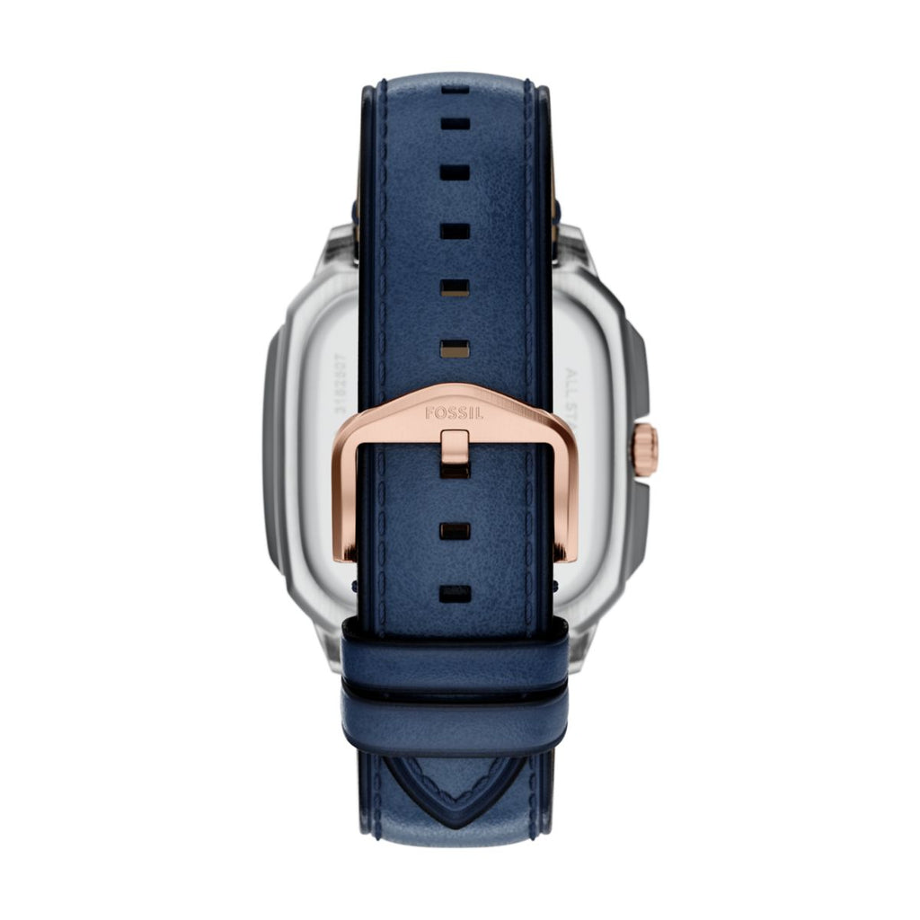 Fossil Crosby Blue Dial Blue Leather Strap Men's Watch FS6149 - view 2