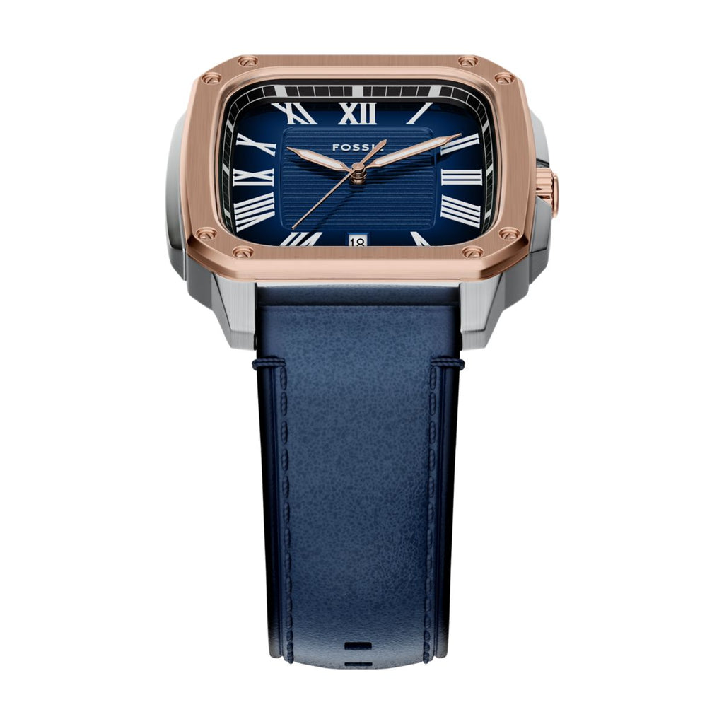 Fossil Crosby Blue Dial Blue Leather Strap Men's Watch FS6149 - view 4