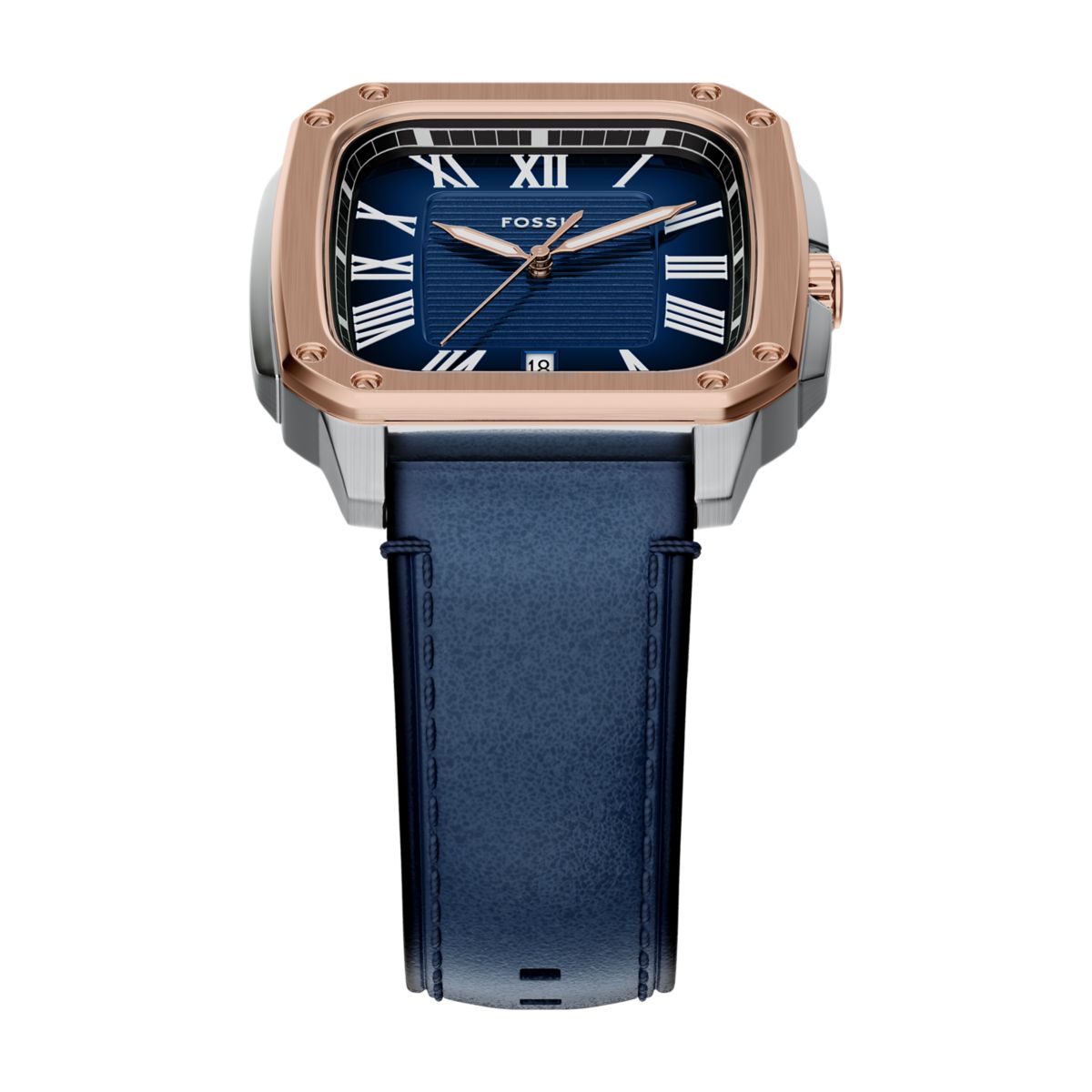 Fossil Crosby Blue Dial Blue Leather Strap Men's Watch FS6149 - view 4