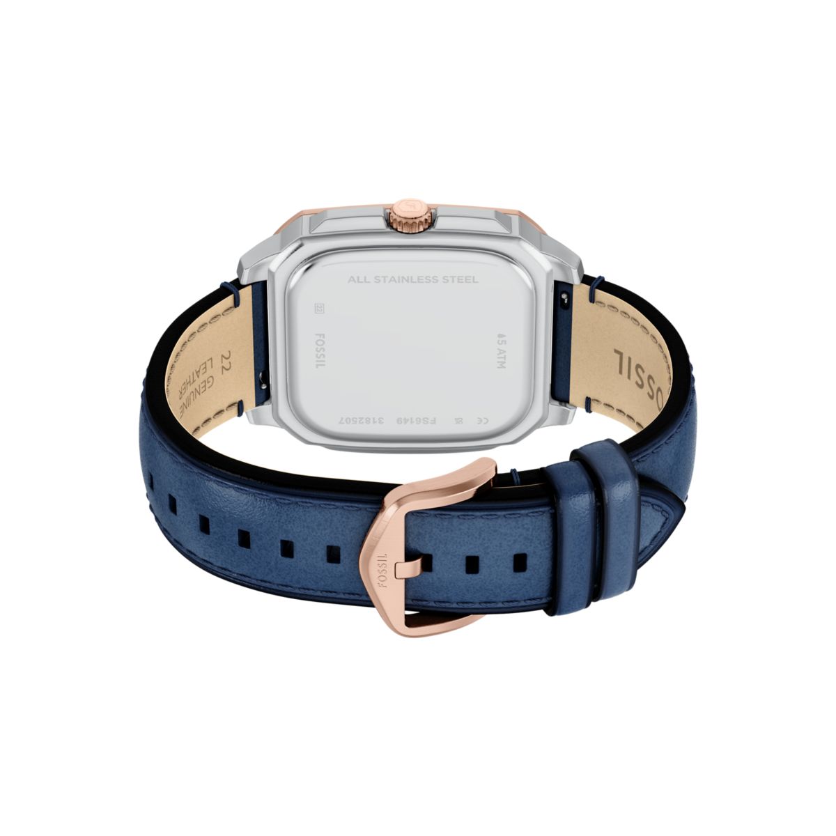 Fossil Crosby Blue Dial Blue Leather Strap Men's Watch FS6149 - view 5