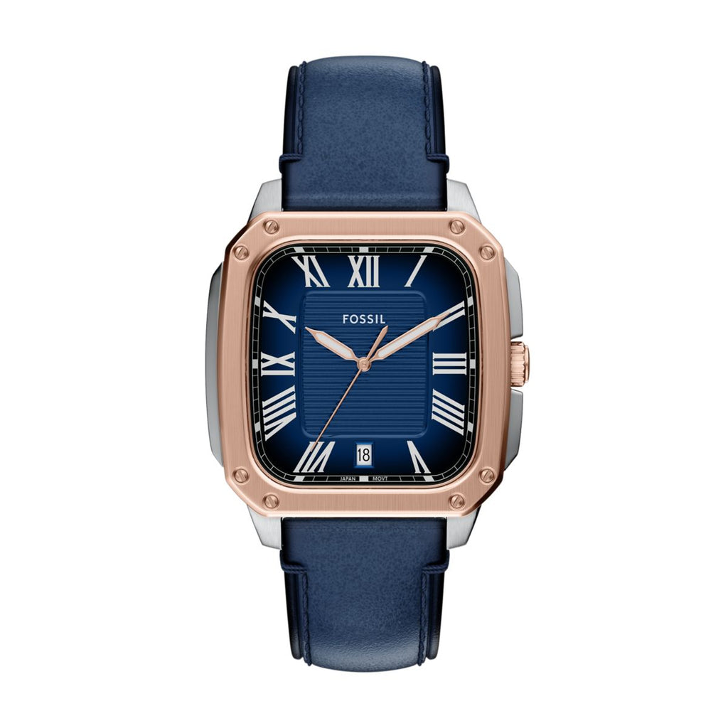 Fossil Crosby Blue Dial Blue Leather Strap Men's Watch FS6149 - view 1