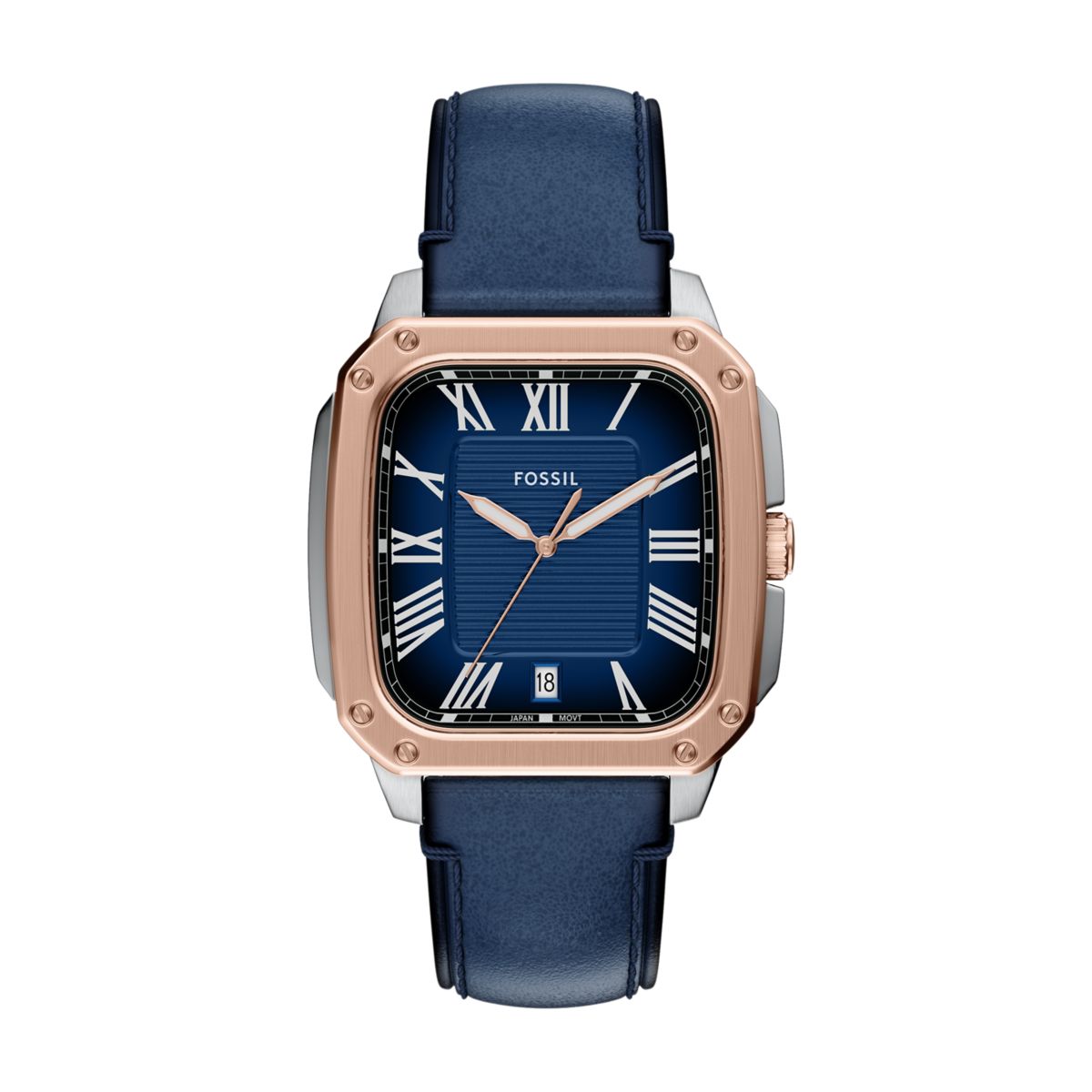 Fossil Crosby Blue Dial Blue Leather Strap Men's Watch FS6149 - view 1