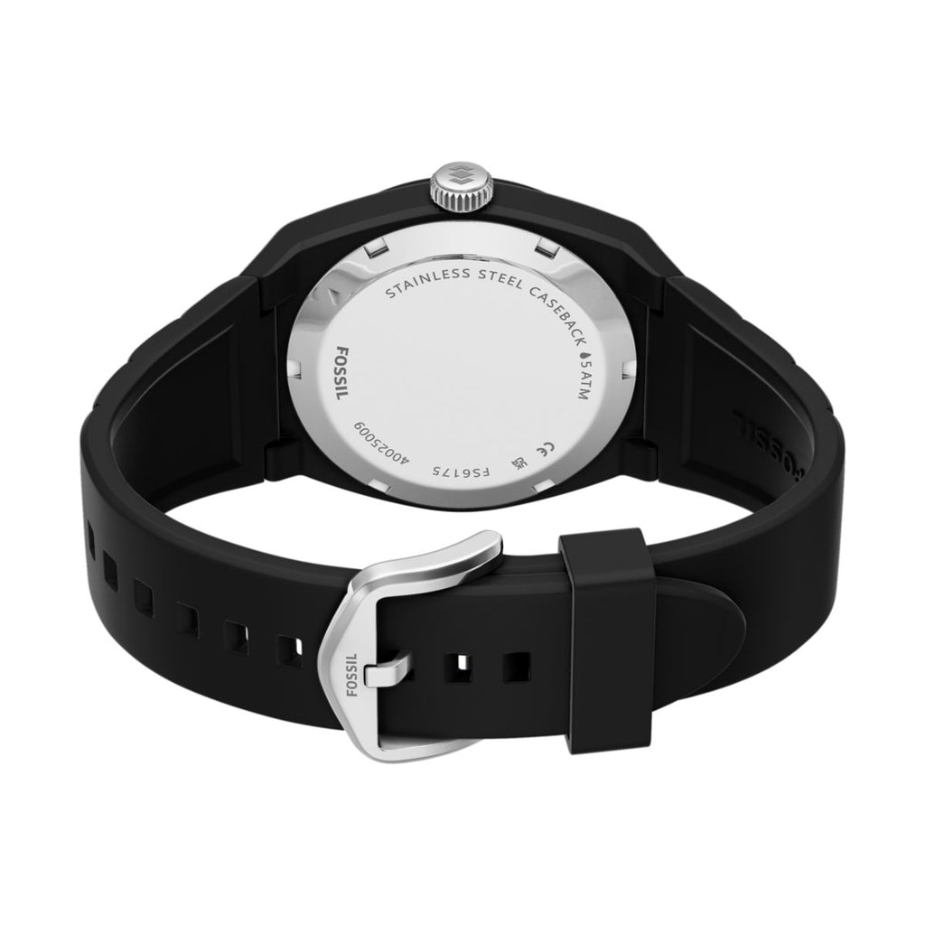 Fossil Everett Black Dial Black Silicone Strap Men's Watch FS6175 - view 5