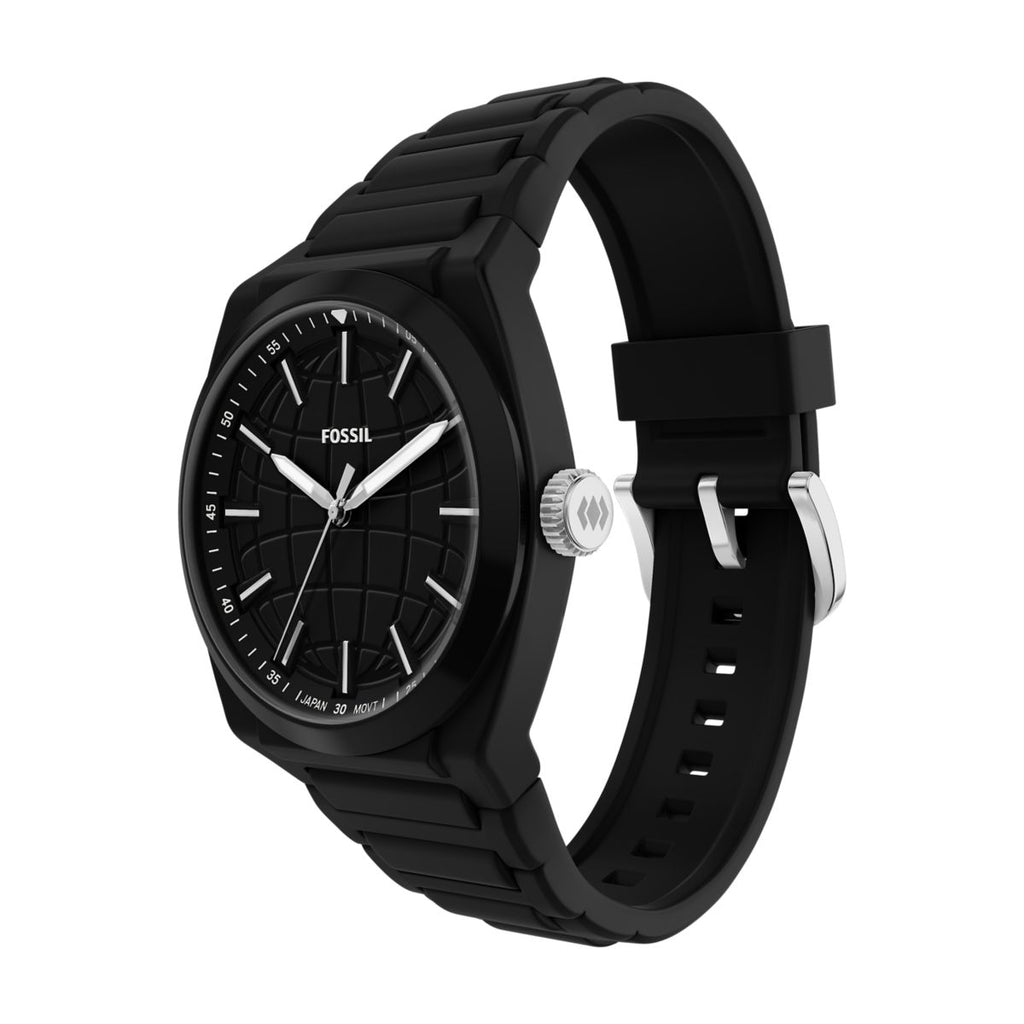 Fossil Everett Black Dial Black Silicone Strap Men's Watch FS6175 - view 6