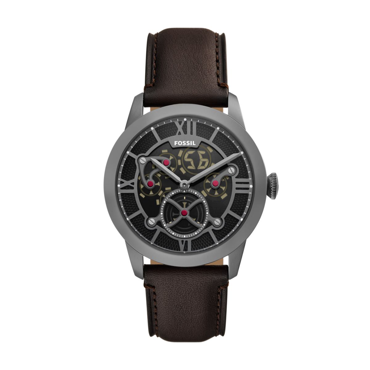 Fossil Townsman Big Tic Two-Tone Dial Brown Leather Strap Men's Watch FS6191 - view 1