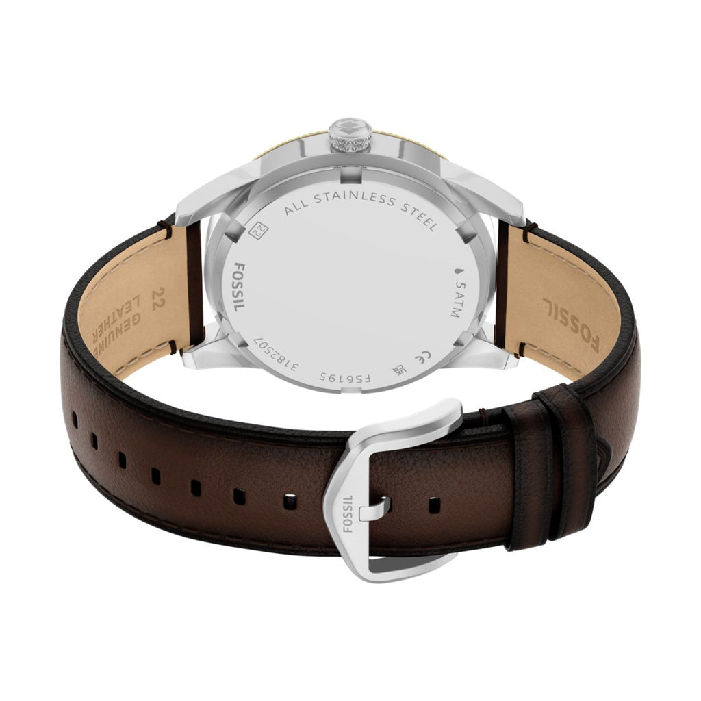 Fossil Pearson Multifunction Navy Blue Dial Brown Leather Strap Men's Watch FS6195 - view 5