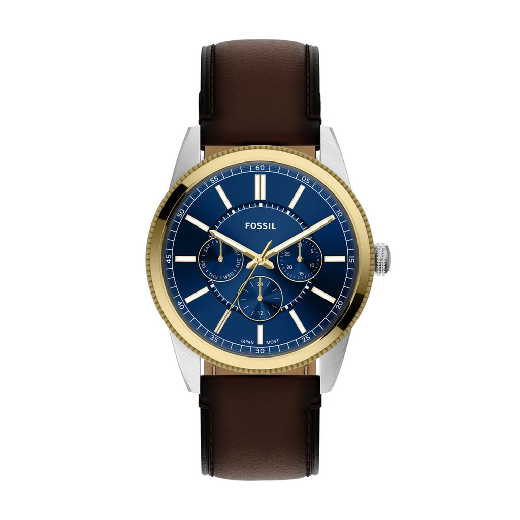 Fossil Pearson Multifunction Navy Blue Dial Brown Leather Strap Men's Watch FS6195 - view 1