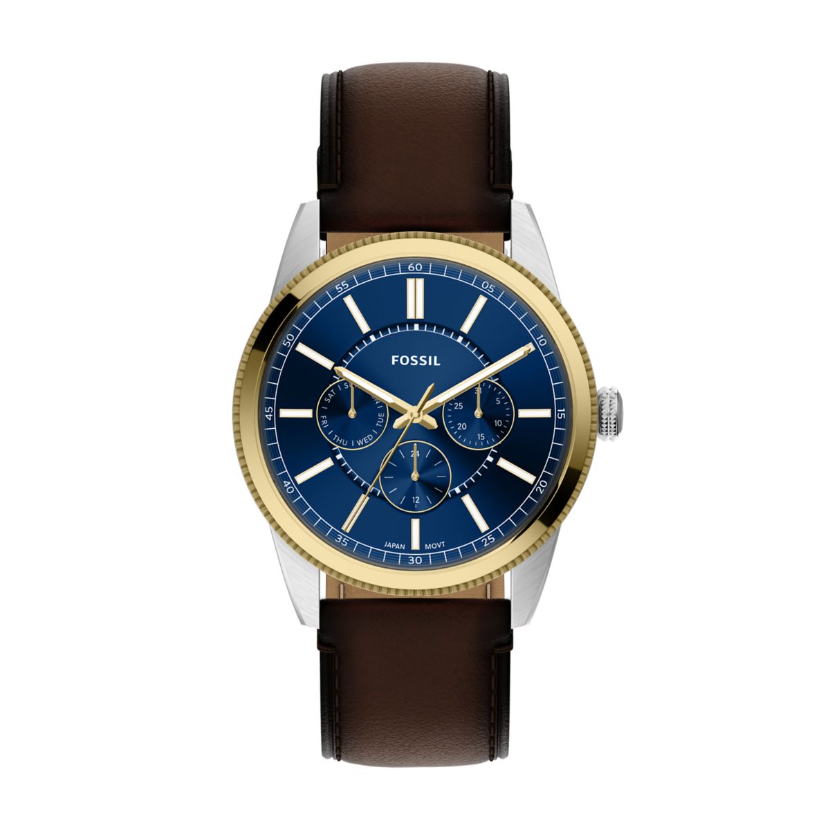 Fossil Pearson Multifunction Navy Blue Dial Brown Leather Strap Men's Watch FS6195 - view 1