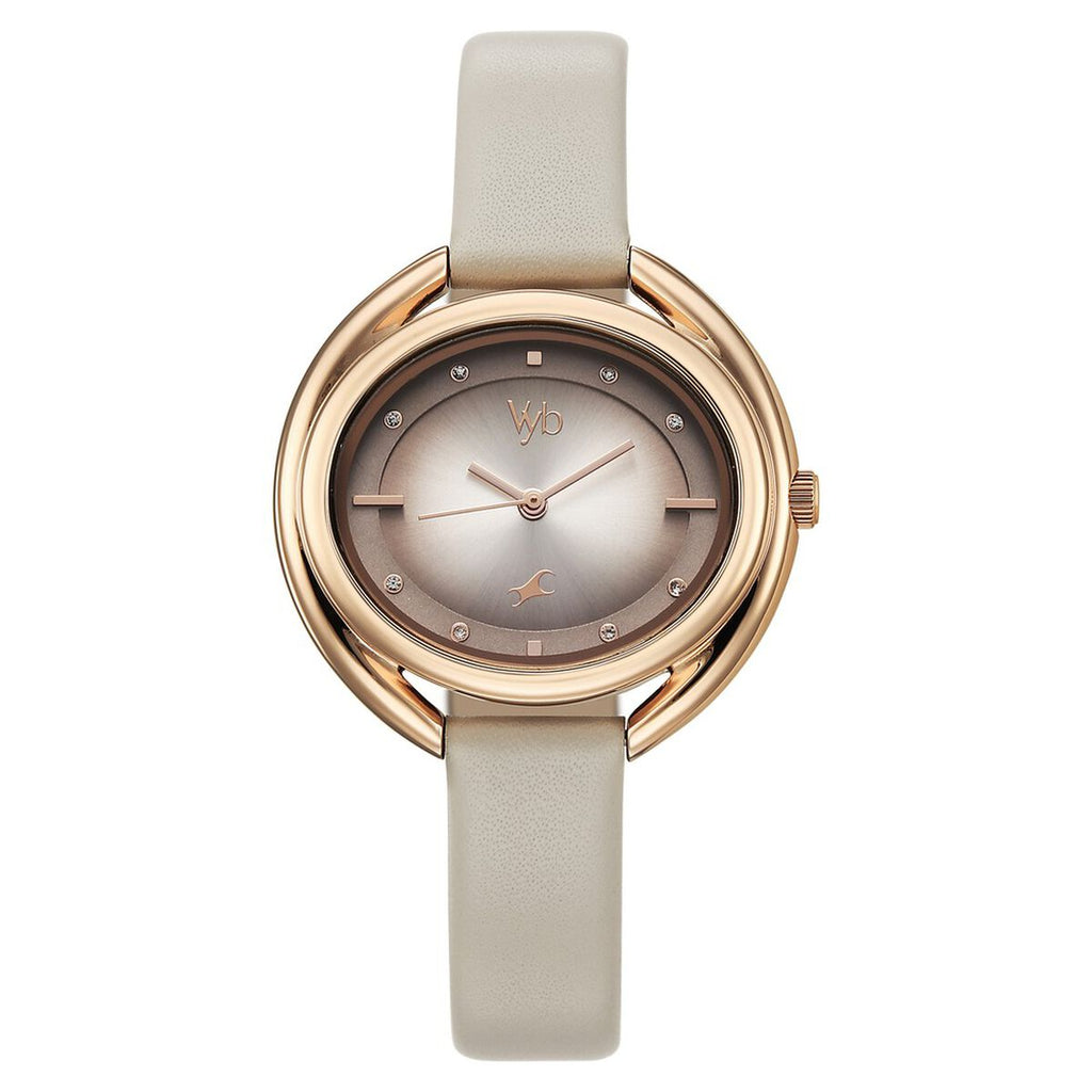 Fastrack Vyb Halo Beige Dial Beige Leather Strap Women's Watch FV60080WL01 - view 2