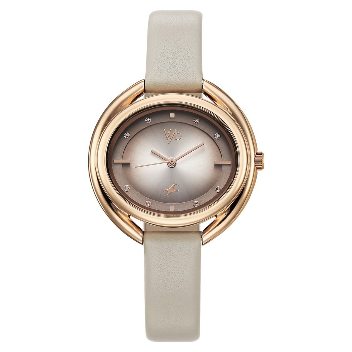 Fastrack Vyb Halo Beige Dial Beige Leather Strap Women's Watch FV60080WL01 - view 2