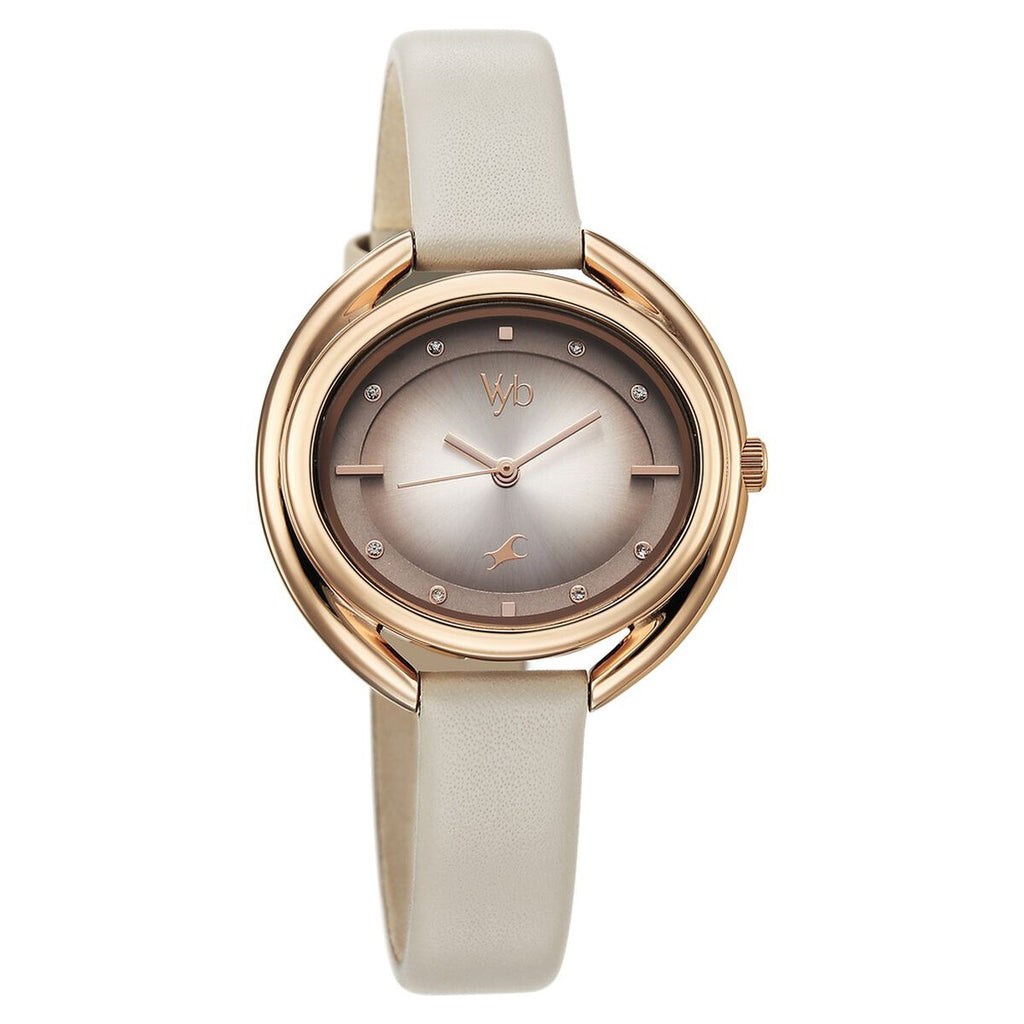 Fastrack Vyb Halo Beige Dial Beige Leather Strap Women's Watch FV60080WL01 - view 3