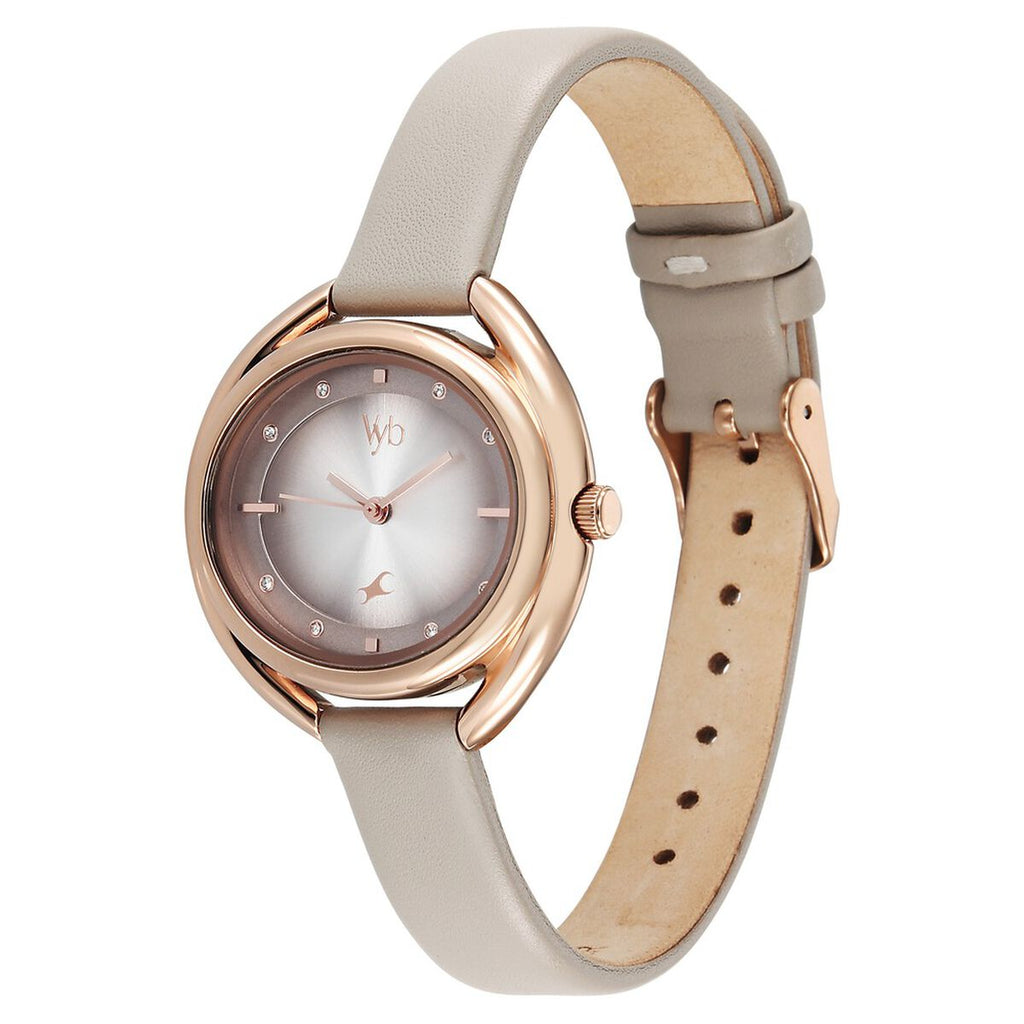 Fastrack Vyb Halo Beige Dial Beige Leather Strap Women's Watch FV60080WL01 - view 5