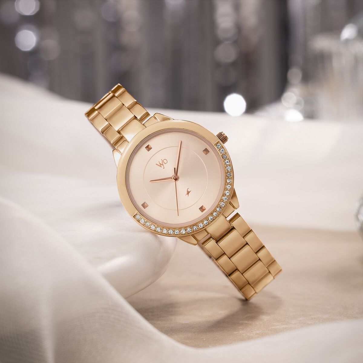Fastrack Vyb Eclipse Rose Gold Dial Rose Gold Stainless Steel Strap Women's Watch FV60107WM02W - view 1