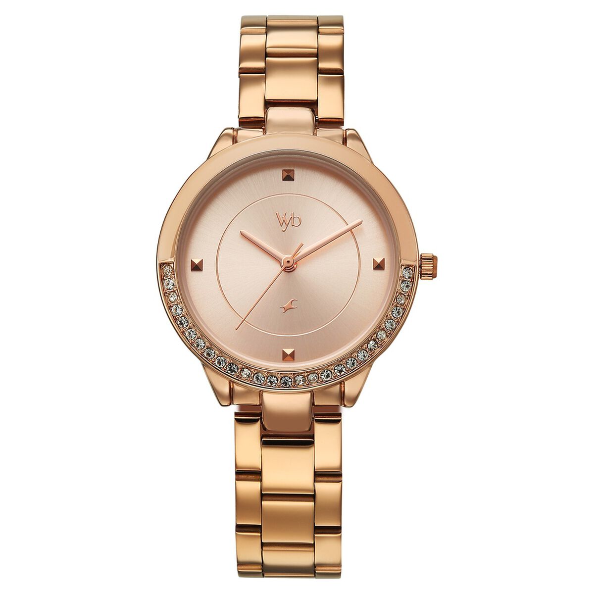 Fastrack Vyb Eclipse Rose Gold Dial Rose Gold Stainless Steel Strap Women's Watch FV60107WM02W - view 2