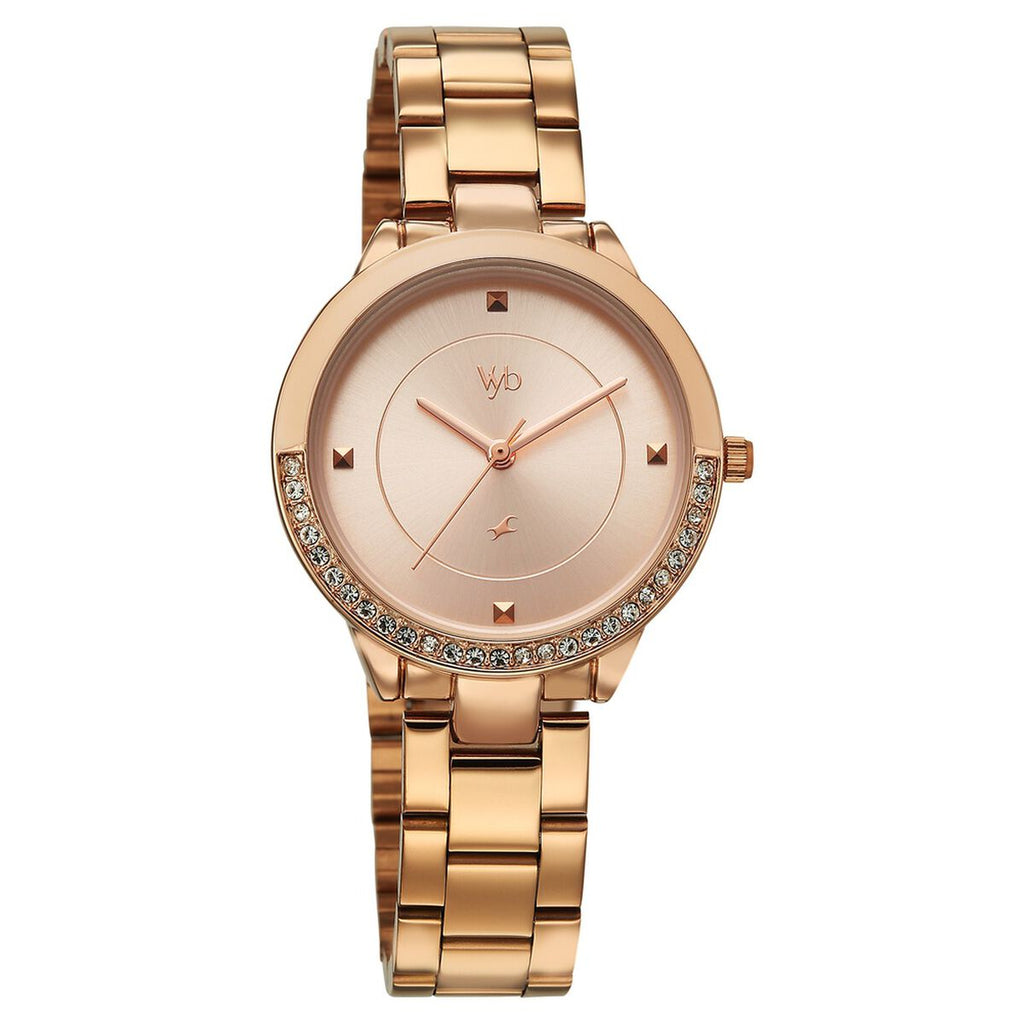 Fastrack Vyb Eclipse Rose Gold Dial Rose Gold Stainless Steel Strap Women's Watch FV60107WM02W - view 3