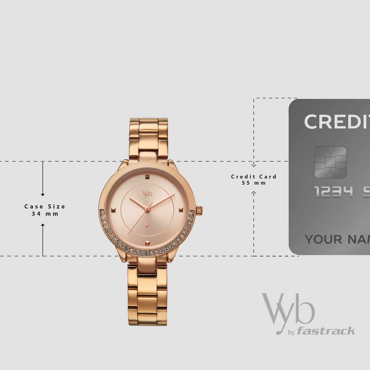 Fastrack Vyb Eclipse Rose Gold Dial Rose Gold Stainless Steel Strap Women's Watch FV60107WM02W - view 4