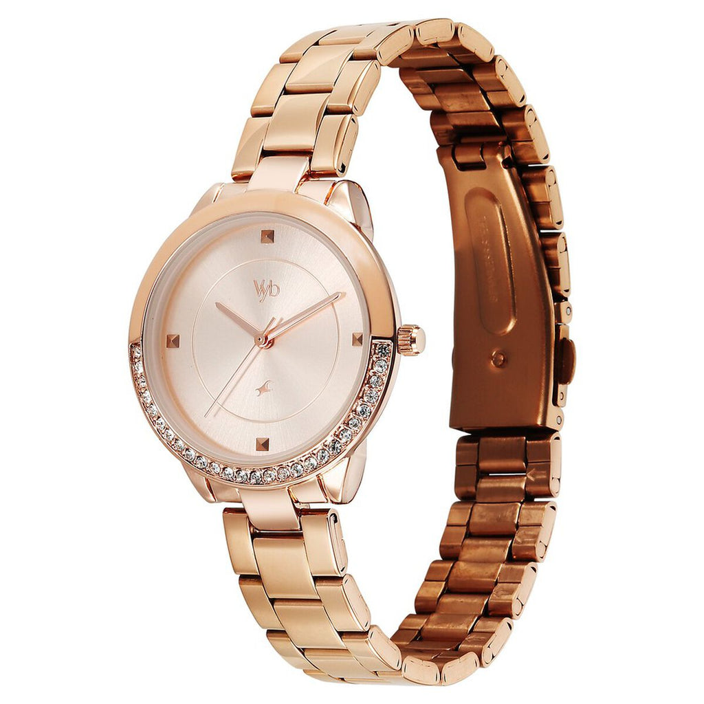 Fastrack Vyb Eclipse Rose Gold Dial Rose Gold Stainless Steel Strap Women's Watch FV60107WM02W - view 5