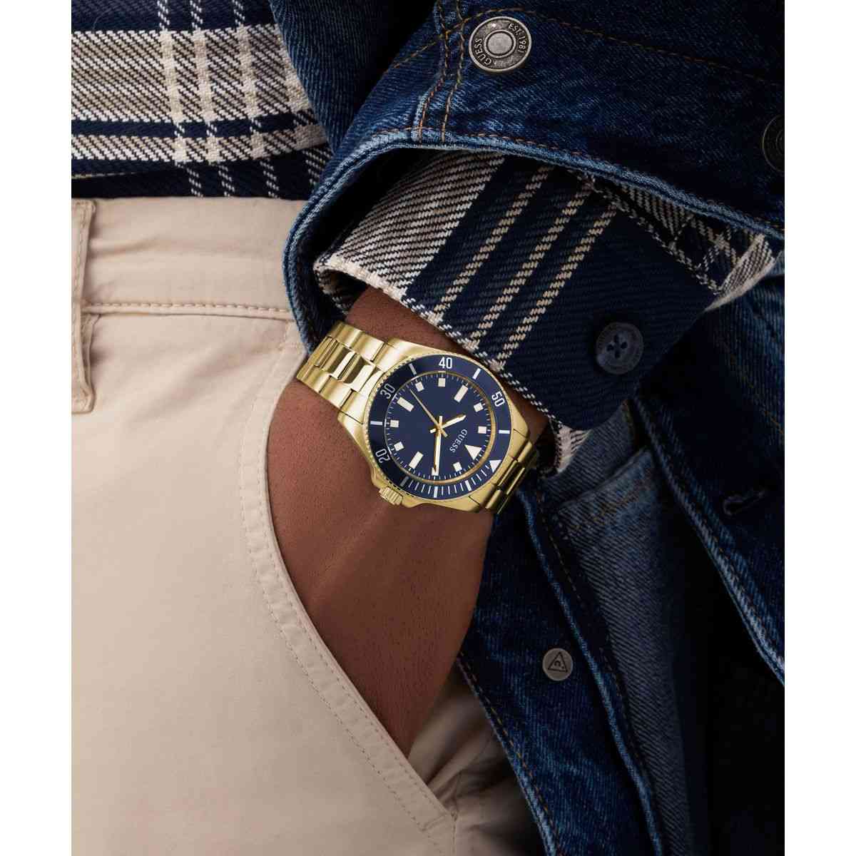 Guess Blue Dial Gold-Tone Strap Men's Watch GW0968G2 - view 6
