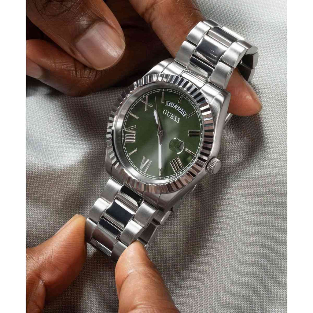 Guess Green Dial Silver-Tone Stainless Steel Strap Men's Watch GW0265G10 - view 6
