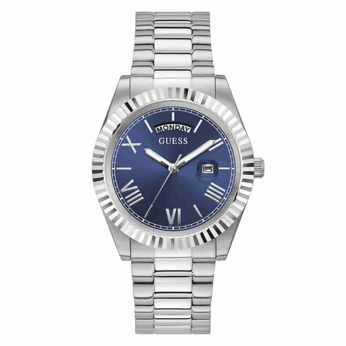 Guess Connoisseur Blue Dial Silver-Tone Stainless Steel Strap Men's Watch GW0265G7 - view 1