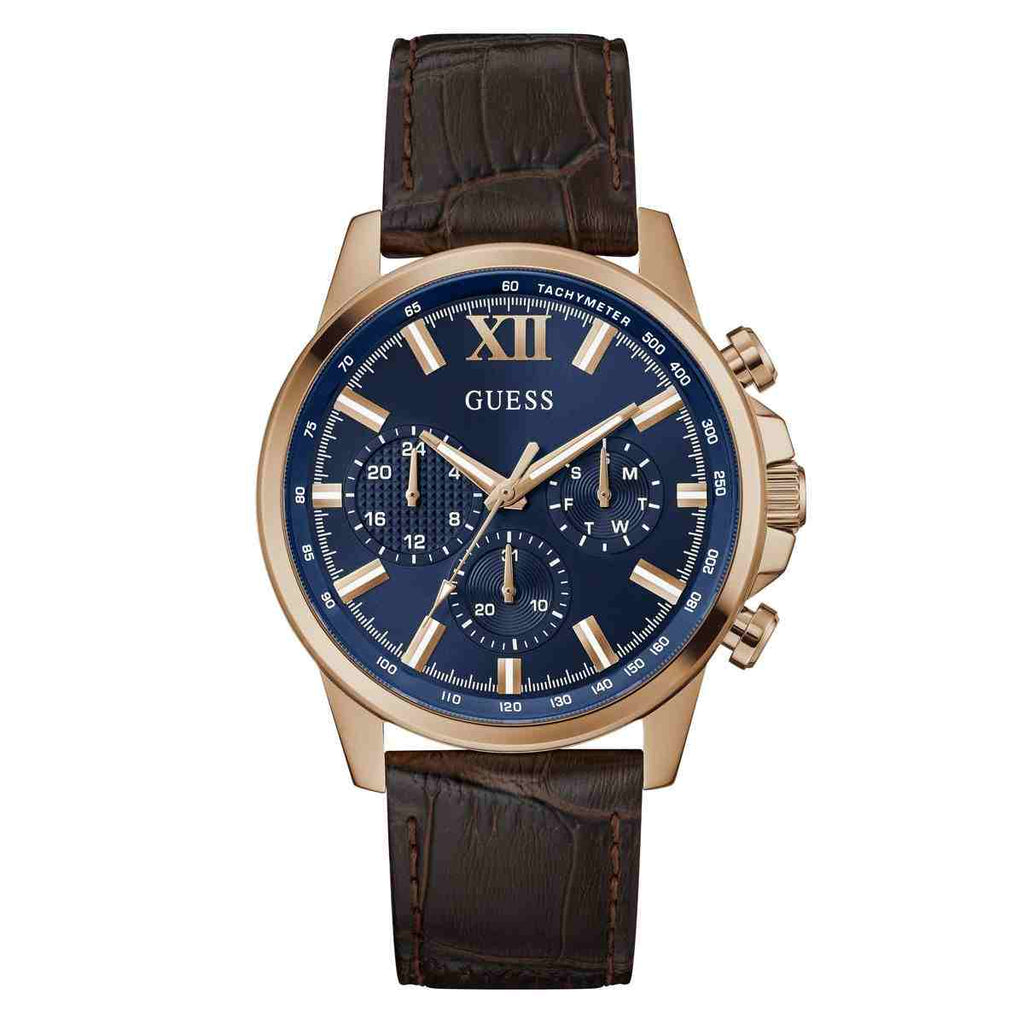 Guess Walker Blue Dial Brown Leather Strap Men's Watch GW0901G3 - view 1