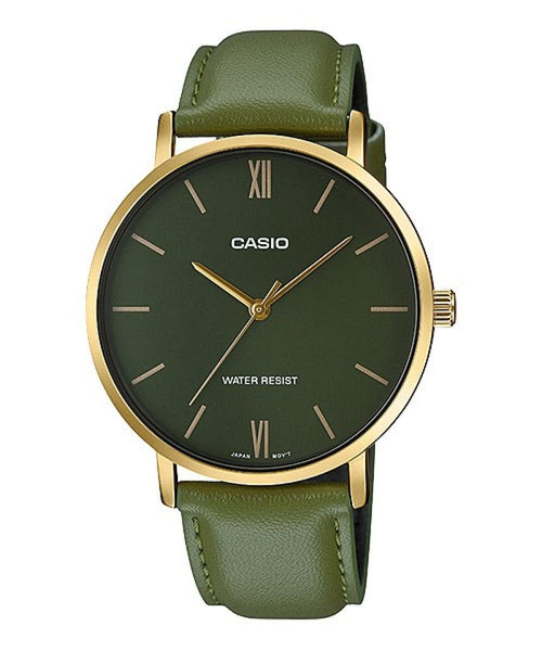 Casio Enticer Gold-Tone Case Leather Strap Men's Analog Watch MTP-VT01GL-3B - view 1