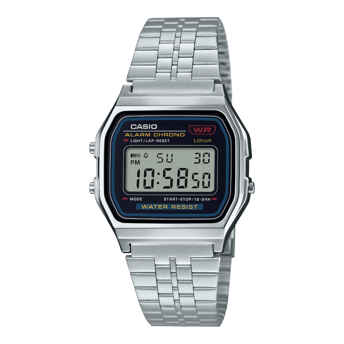 Casio Vintage Digital Silver Stainless Steel Strap Unisex Watch A159WA-N1 - view 1